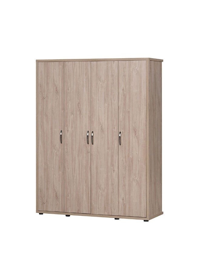 DANUBE HOME V2 Bolivar 4 Door Wardrobe Extra Sturdy Closet Clothes Storage Cupboard Modern Design Space Saving Swing Door Cabinet For Bedroom L160Xw55Xh208Cm - V.Oak/Black Faux Marble  - Image 4