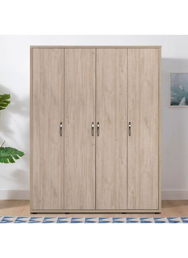 DANUBE HOME V2 Bolivar 4 Door Wardrobe Extra Sturdy Closet Clothes Storage Cupboard Modern Design Space Saving Swing Door Cabinet For Bedroom L160Xw55Xh208Cm - V.Oak/Black Faux Marble  - Image 1