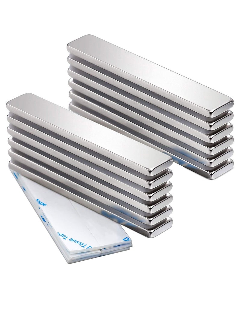 SYOSI Powerful Neodymium Bar Magnets (60x10x3mm) 12 Packs Strong Waterproof Rare Earth Magnets with Epoxy Coating and Double-Sided Adhesive for Fridge Shower Doors Office and More  - Image 1