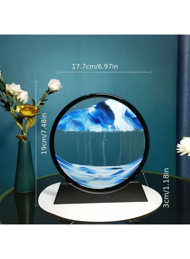 Small Blue Sand Timer Art Decor Modern Tabletop Accent for Home Office - Image 5