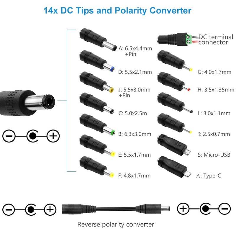 شنيت بور مزود طاقة 4V - 12V 10A 120W محول تيار متردد إلى تيار مستمر DC 4V 4.5V 5V 6V 7V 8V 9V 10V 11V 12V جهد قابل للتعديل محول طاقة عالمي محول 100-240V تيار متردد مع 14 طرفًا ومحول قطبية - Image 4
