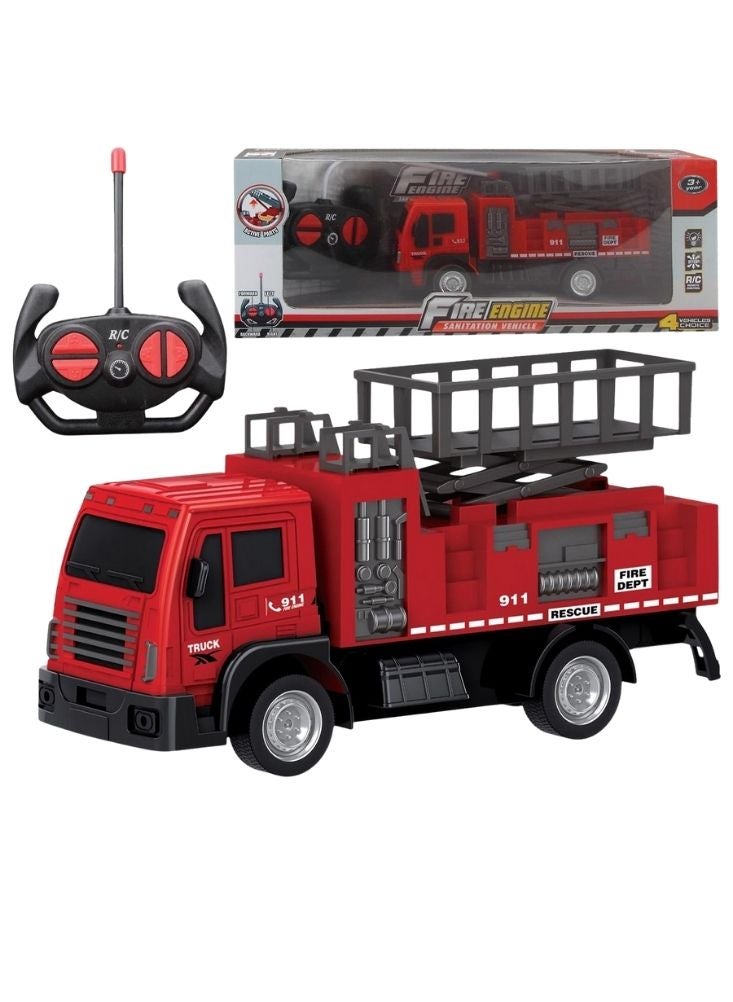 Premium RC Fire Engine Truck Toy in Red – Remote Control Rescue Fire Truck with Ladder for Kids Play - Image 1