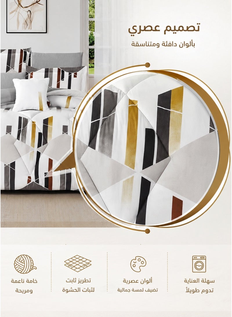 Miral Summer Luxury Reversible Double Bed Comforter Set | 7 Pieces | Premium Quilted Comforter 260×240 cm | Deep Fitted Sheet 200×200+30 cm | Modern Elegant Design - Image 5