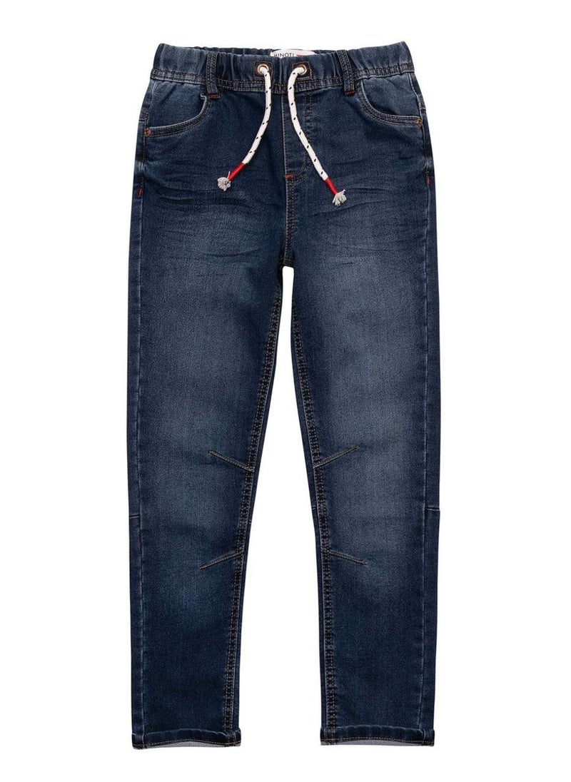 MINOTI Teen Boys Denim Jeans with Drawstring Waist and Back Pockets - Image 1