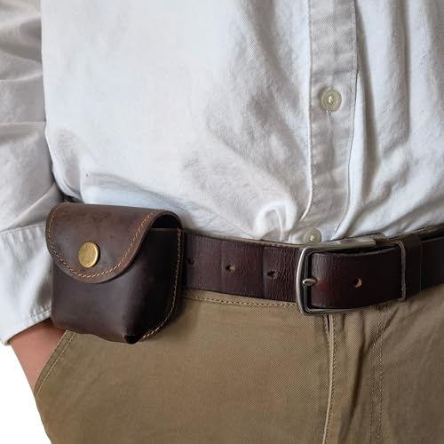 ATOOMTUZS Cowhide Leather Zyn Holder- Vintage Handmade Brown Thick Grain Leather Dip Can Holster-Snuff Holder Compatible with ZYN, Copenhagen, Skoal, Kodiak, etc-Belt Accessories for Men - Image 2