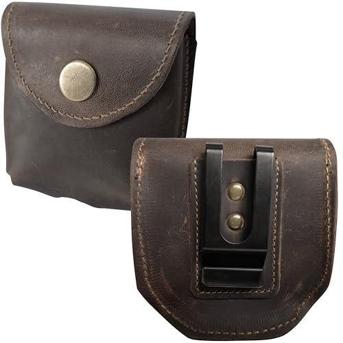 ATOOMTUZS Cowhide Leather Zyn Holder- Vintage Handmade Brown Thick Grain Leather Dip Can Holster-Snuff Holder Compatible with ZYN, Copenhagen, Skoal, Kodiak, etc-Belt Accessories for Men - Image 3