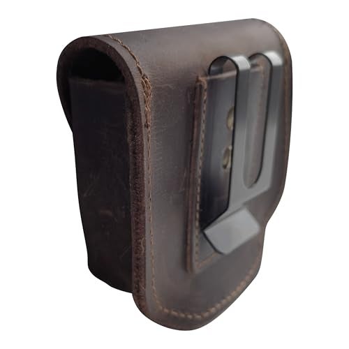 ATOOMTUZS Cowhide Leather Zyn Holder- Vintage Handmade Brown Thick Grain Leather Dip Can Holster-Snuff Holder Compatible with ZYN, Copenhagen, Skoal, Kodiak, etc-Belt Accessories for Men - Image 4