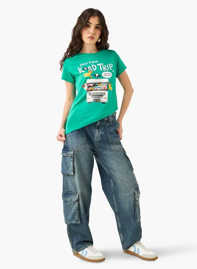 اس بي كاركترز تيشيرت بطباعة جرافيك بياقة دائرية