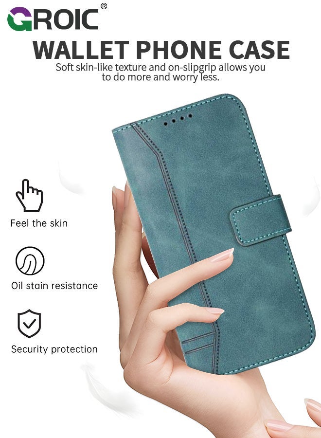 GROIC Case for iPhone 15 Pro 6.1 Inch Wallet with 1 Pack Camera Lens Protector, PU Leather Flip Folio Card Holders, Kickstand Function Shockproof Shell - Image 2