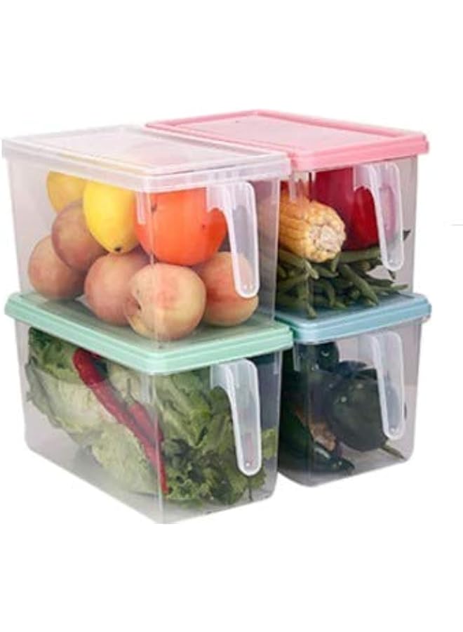 مومو بير صناديق تخزين الطعام، صناديق تخزين المطبخ بأغطية ملونة، تخزين الثلاجة، تخزين الفاكهة 3 قطع 5.8 لتر، صناديق تخزين بلاستيكية كبيرة للثلاجة مع أغطية، شفافة - Image 4