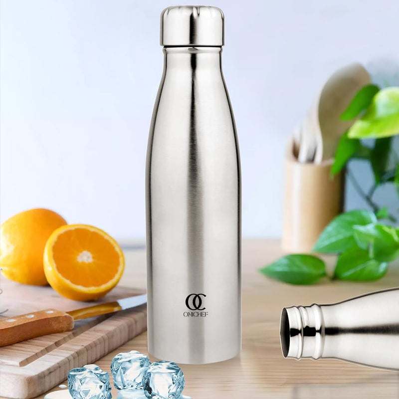 Omichef Ozone Stainless Steel 1000ML Single Walled Fridge Water Bottle Ideal for YogaGymSportsHomeOffice and BPA Free LeakProof Pack of 2 - Image 5