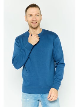 Jack Jones Men Crew Neck Plain  Long Sleeves Sweatshirt, Sage Blue  - Image 1