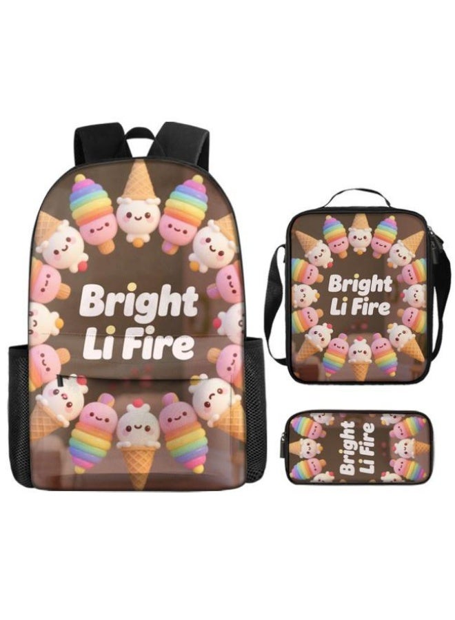 واضح من النار حقيبة كرتونية من ثلاث قطع، يسهل التعامل معها في مناسبات مختلفة (متوفرة للطلاب والأطفال والأصدقاء في النزهايات وتسلق الجبال والتعليم المدرسي وما إلى ذلك) | الكتفين + حقائب اليد + حقائب القرطاسية | موسم العودة إلى المدرسة / هدايا المهرجان - 95 - Image 2