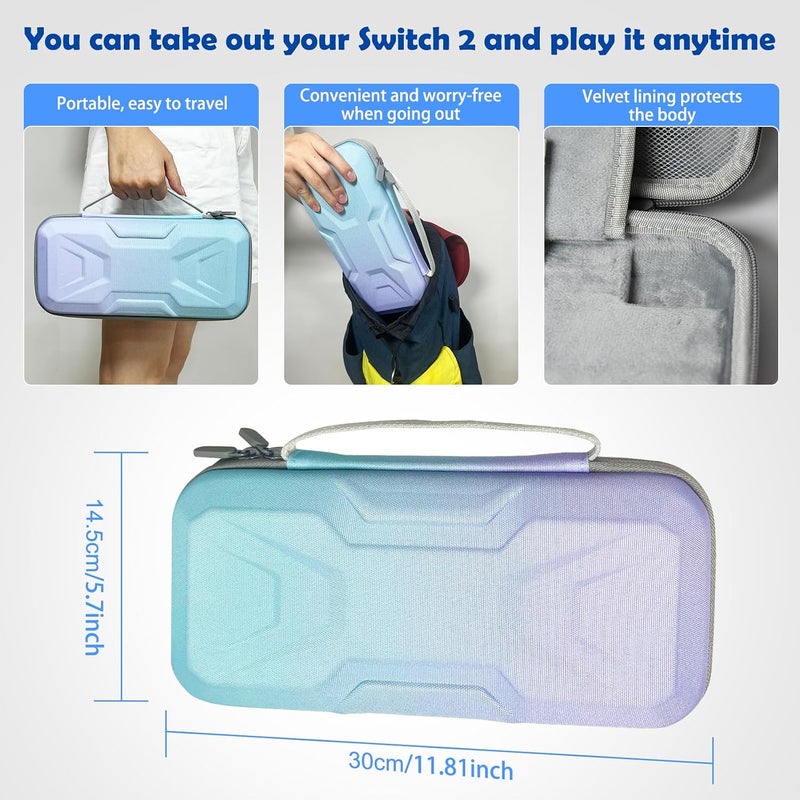 مجموعة إكسسوارات حقيبة السفر لجهاز Nintendo Switch 2 (2025). حامل مجمع إكسسوارات صلب محمول عالي السعة، واقي شاشين، ملصق أزرار ABXY، مجموعة مقابض الإبهام - Image 2