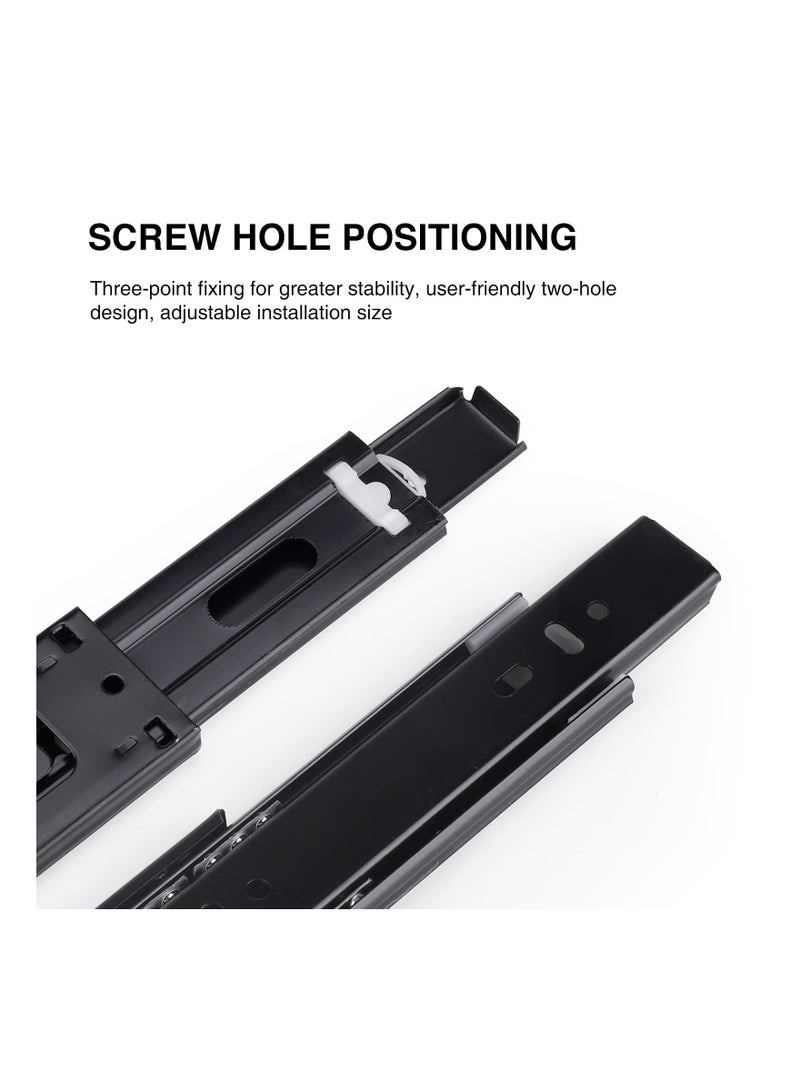 SYOSI Full Extension Drawer Runners , 250 mm Kitchen Cabinet Slides Replacement Rails Guide Glides with Heavy Duty 45kg Load Capacity Side Mount Ball(Black) - Image 2