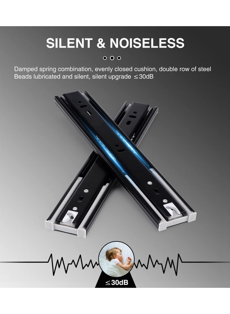 SYOSI Full Extension Drawer Runners , 250 mm Kitchen Cabinet Slides Replacement Rails Guide Glides with Heavy Duty 45kg Load Capacity Side Mount Ball(Black) - Image 5