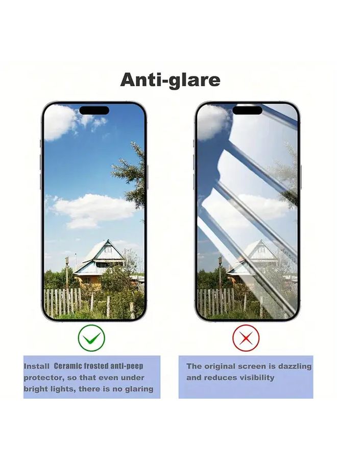 Frosted Ceramic Privacy Screen Protector For iPhone 13 Pro Black 2 Pack - Image 5