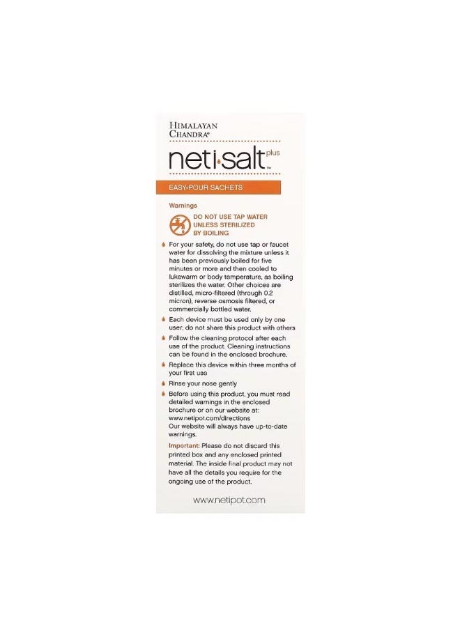 Himalayan Chandra - Neti Salt Plus Easy Pour Sachets  60 Sachets 0.07 oz 2.16 g - Image 1