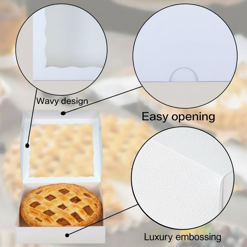 RomanticBaking 50pcs 10x10x2.5 Inches White Bakery Boxes - Pie, Cookies, Chocolate Covered Strawberries & Breakable Heart Boxes for Valentine's & Christmas - Image 4