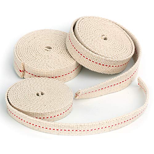 HuaArt 19.5 Foot /3 Rolls Oil Lamp Wick, 1/2 Inch Oil Lantern Wick, 3/4 Inch Flat Cotton Wick, 7/8 Inch Oil Lamp Wicks Burner with Stitch, 6.5 Feet per Roll - Image 1