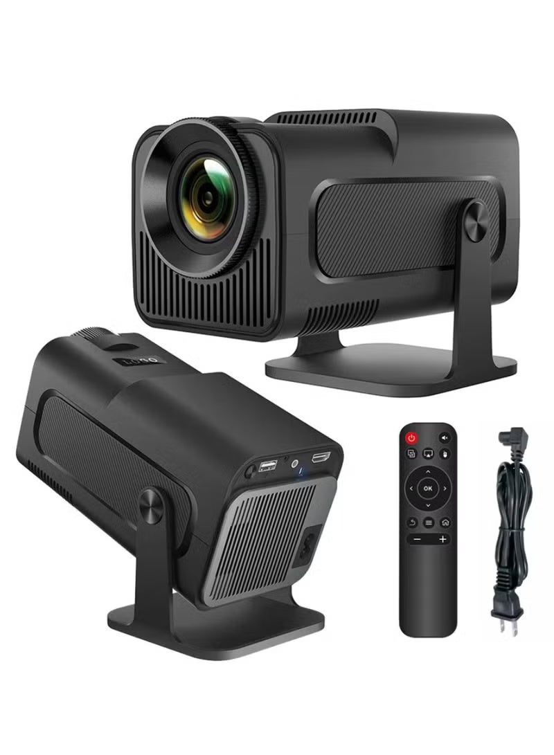 New HY320 Mini Portable Auto Keystone Projector, Native 1080P Smart Projector FHD 4K Supported 10000 Lumens With WiFi 6, BT 5.0, 180 Degree Rotation, Built-in Android 11.0 Built In Speaker Video Projector Outdoor Projector 390 ASNI Compatible With TV Stick/HDMI/USB/PS5/iOS/PS4 Black - Image 1