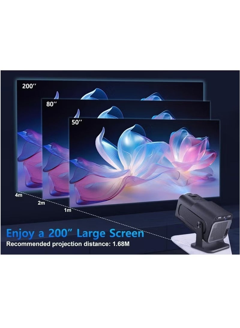 New HY320 Mini Portable Auto Keystone Projector, Native 1080P Smart Projector FHD 4K Supported 10000 Lumens With WiFi 6, BT 5.0, 180 Degree Rotation, Built-in Android 11.0 Built In Speaker Video Projector Outdoor Projector 390 ASNI Compatible With TV Stick/HDMI/USB/PS5/iOS/PS4 Black - Image 5