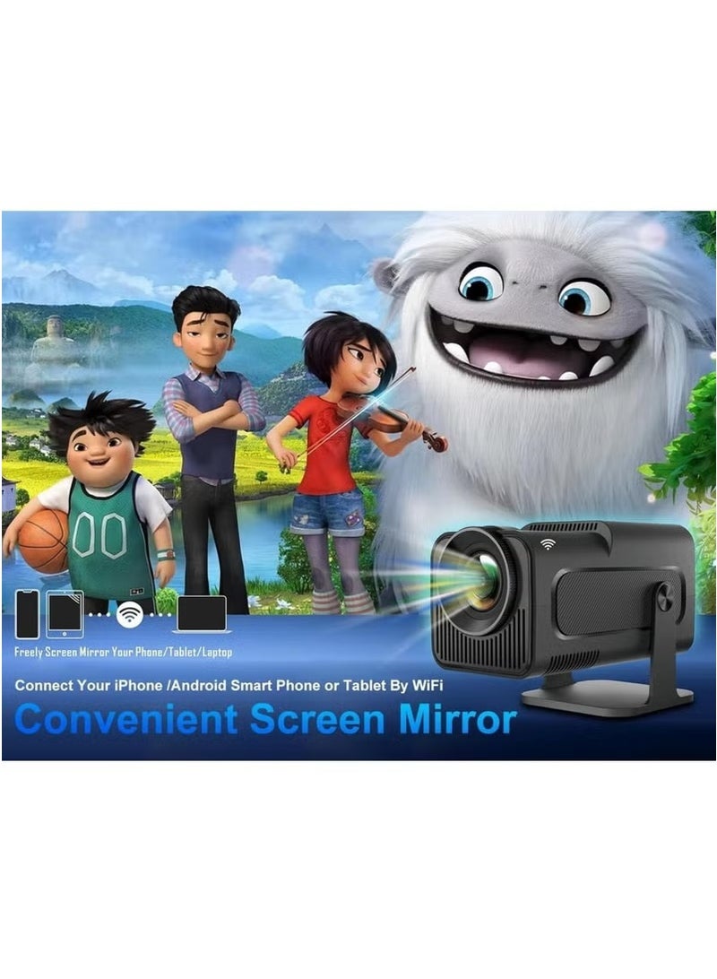 New HY320 Mini Portable Auto Keystone Projector, Native 1080P Smart Projector FHD 4K Supported 10000 Lumens With WiFi 6, BT 5.0, 180 Degree Rotation, Built-in Android 11.0 Built In Speaker Video Projector Outdoor Projector 390 ASNI Compatible With TV Stick/HDMI/USB/PS5/iOS/PS4 Black - Image 4