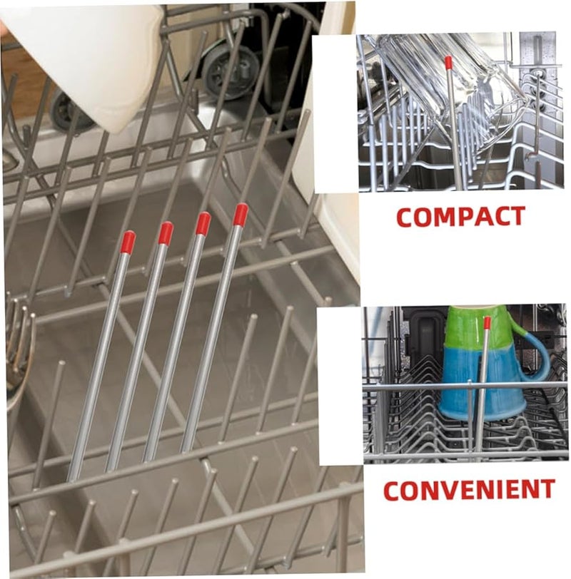 6Pcs Stainless Steel Dishwasher Drain Sticks Flexible Bottle Holder Inserts For Standard Racks - Image 4
