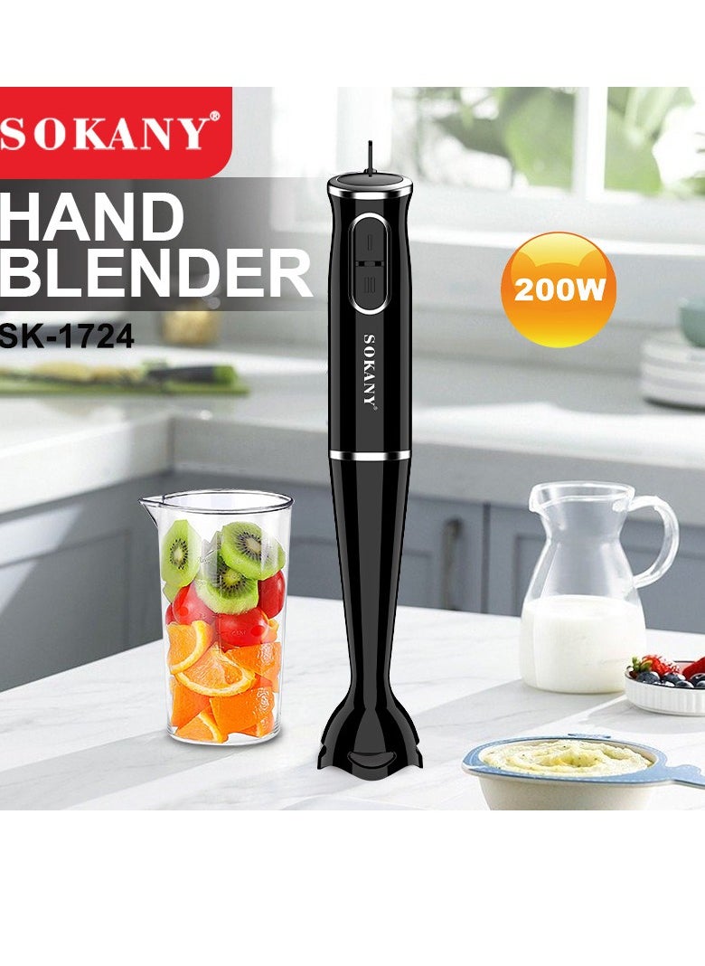 sokany 2 Speeds Electric Handheld Blender, Power 200 W, Powerful Mixing Motor, Ergonomic Design, Lightweight, Super Easy Use, Sk-1724 (Black)  - Image 2