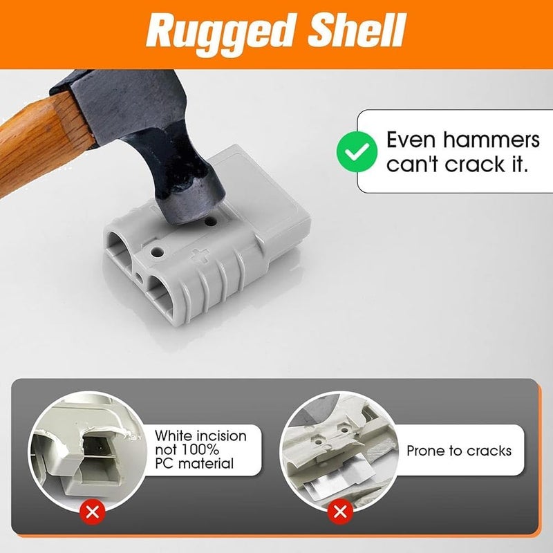 مقبس بطارية Anderson Plug 50A، محول بطارية، عبوة تحتوي على 2 قطعة؛ مقبس سريع الاتصال بجهد 50A و600V، مناسب للسيارات والمنازل المتنقلة والكارافانات، لون رمادي. - Image 5