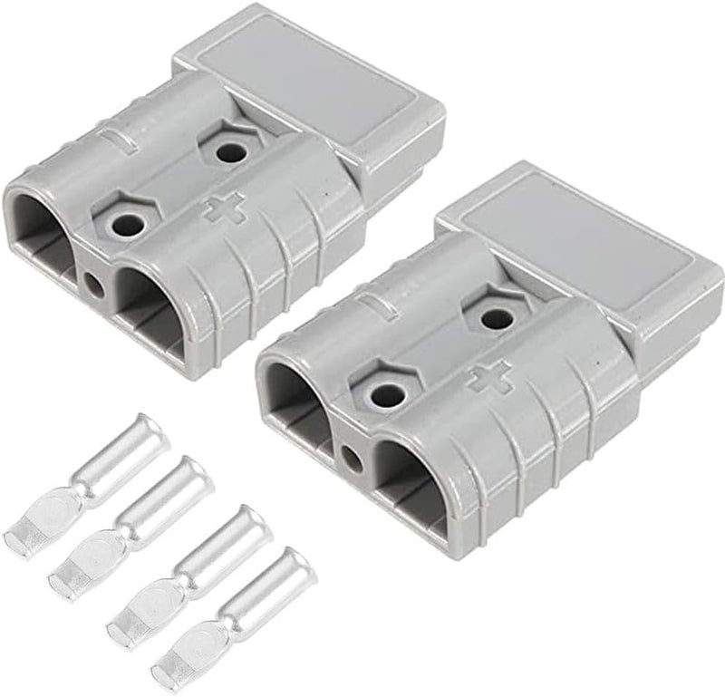 مقبس بطارية Anderson Plug 50A، محول بطارية، عبوة تحتوي على 2 قطعة؛ مقبس سريع الاتصال بجهد 50A و600V، مناسب للسيارات والمنازل المتنقلة والكارافانات، لون رمادي. - Image 1