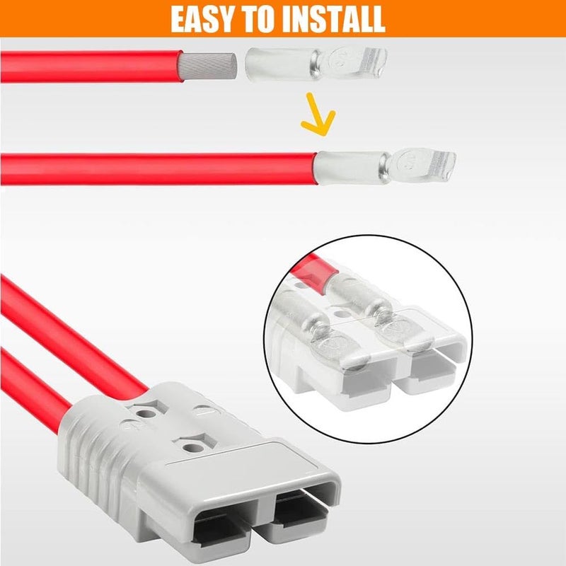 مقبس بطارية Anderson Plug 50A، محول بطارية، عبوة تحتوي على 2 قطعة؛ مقبس سريع الاتصال بجهد 50A و600V، مناسب للسيارات والمنازل المتنقلة والكارافانات، لون رمادي. - Image 4