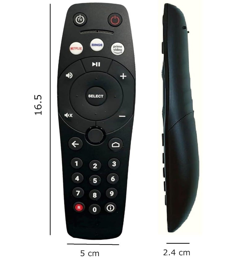 ALERHA متوافق مع جهاز التحكم عن بعد Tata Sky Binge Plus لجهاز الاستقبال - جهاز التحكم عن بعد Tata Sky DTH - بدون صوت - أزرار سريعة لـ Prim Video و Netfix - يجب أن يكون جهاز التحكم القديم لديك مطابقًا تمامًا - Image 2