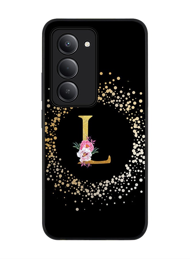 Stylizedd For Xiaomi Redmi 15 5G Case,Slim fit Camera Protection, Shockproof Thin Phone cover  - Custom Monogram Floral - L ( Black ) - Image 1