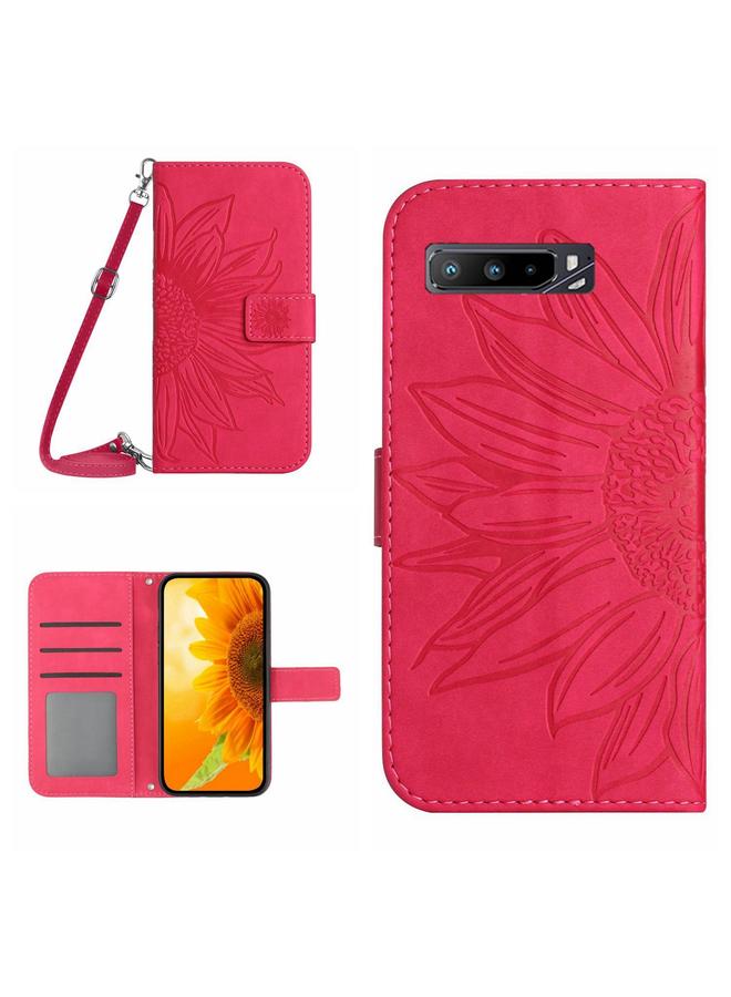 S-TOP Case For Asus ROG Phone 3 ZS661KS Skin Feel Sun Flower Pattern Flip Leather Phone Case with Lanyard - Image 1