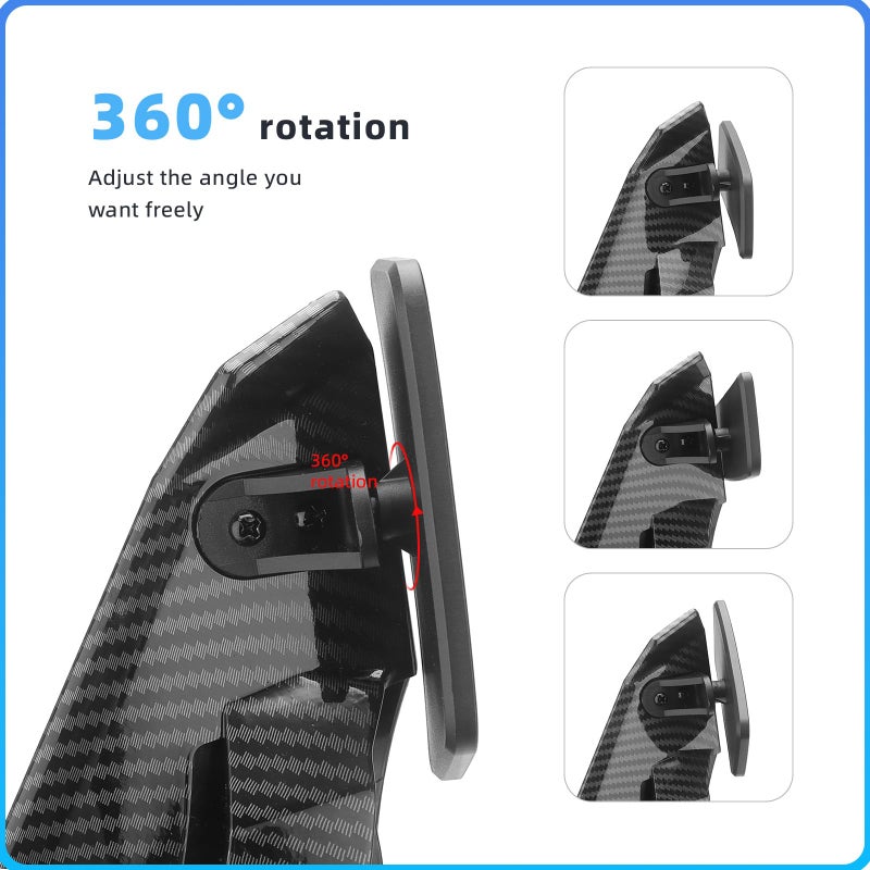 Gzdlmoto Universal Motorcycle Rear View Mirrors  Fixed Wind Wing Side Rearview Mirror Replacement For Honda/Kawasaki/Yamaham/Suzuki/B-Mw/Apriliar/Ducati (Carbon Fiber Stripes) - Image 3