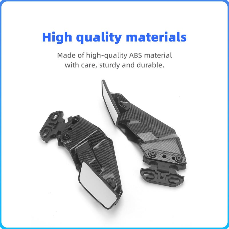 Gzdlmoto Universal Motorcycle Rear View Mirrors  Fixed Wind Wing Side Rearview Mirror Replacement For Honda/Kawasaki/Yamaham/Suzuki/B-Mw/Apriliar/Ducati (Carbon Fiber Stripes) - Image 4