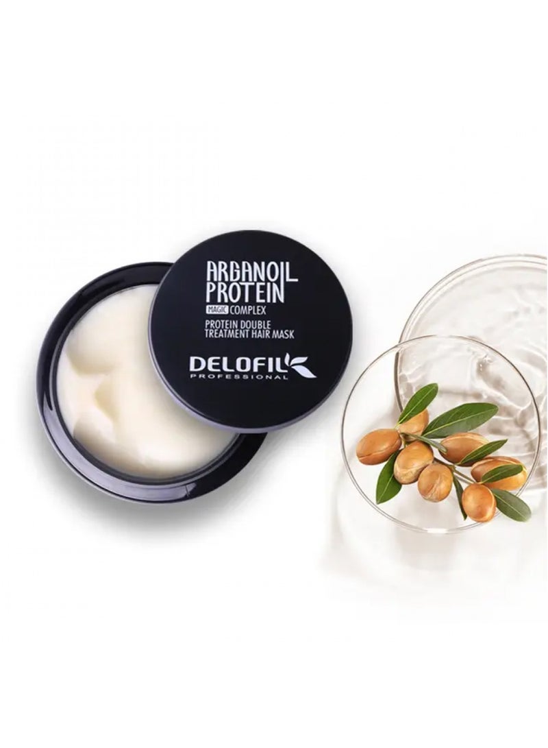 DELOFIL Hair Mask Treatment Double Argan Oil Protein, 16.9 Fl Oz - Deep Conditioner for Dry and Damaged Hair, All Hair Types with Collagen, Keratin, Honey Extract, Sodium PCA, Cruelty Free - Image 2