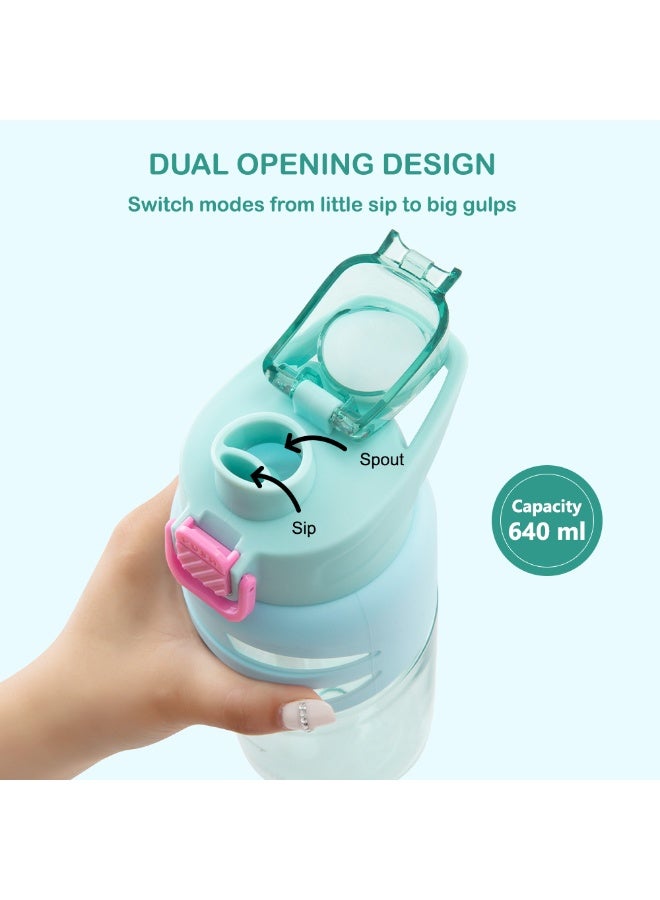 Eazy Kids زجاجة مياه قابلة للتخصيص للأطفال Eazy Kids بسعة 750 مل - خالية من BPA مع فوهة وقشة للأطفال، لون فلامنجو أكوا - Image 5