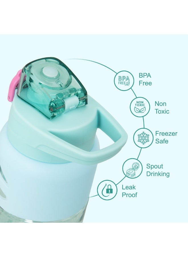 Eazy Kids زجاجة مياه قابلة للتخصيص للأطفال Eazy Kids بسعة 750 مل - خالية من BPA مع فوهة وقشة للأطفال، لون فلامنجو أكوا - Image 4