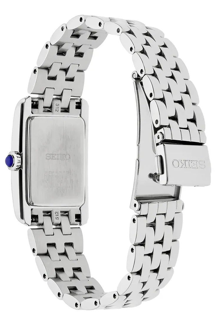 Seiko SWR091P1 Rectangular Watch with Crystal Accents and Stainless Steel Band Women's Watch - Image 4