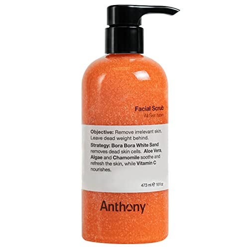 Anthony Facial Scrub, 16 Fl Oz, Contains Aloe Vera, Sand, Algae, Chamomile, Vitamin C, Soothes, Protects, Refreshes and Removes Dead Skin Cells - Image 1