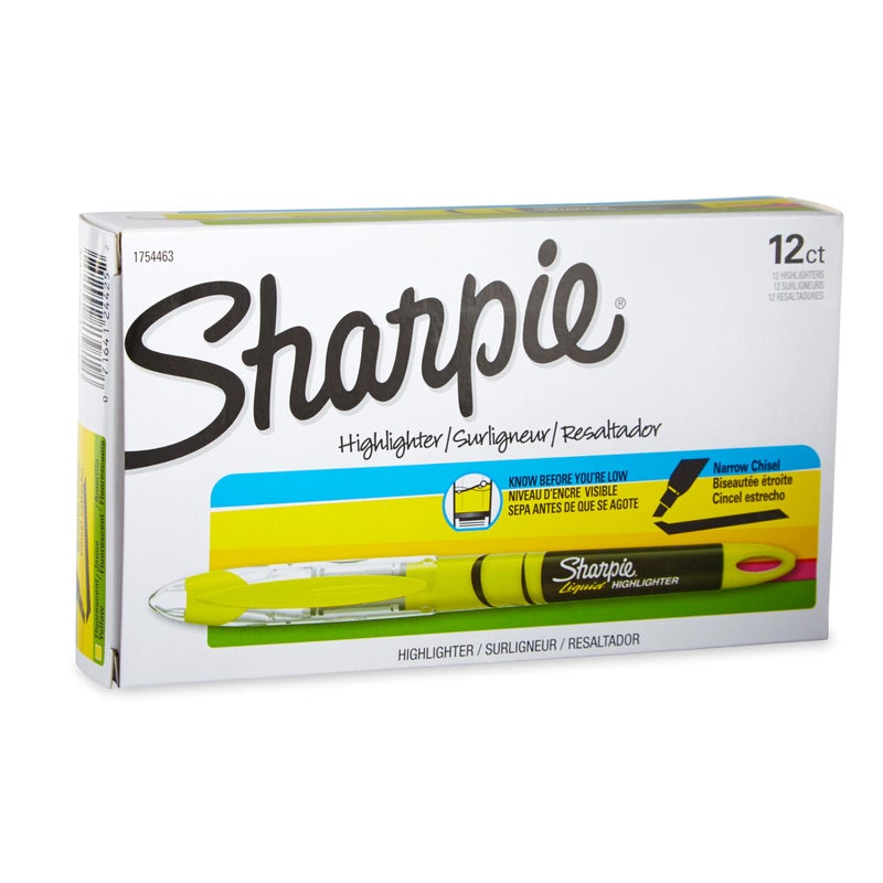 Sharpie Liquid Highlighters Chisel Tip Fluorescent Yellow 12 Count - Image 2