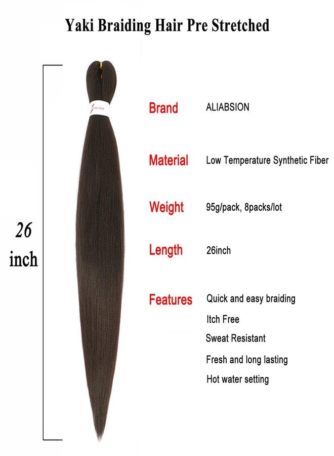 ALIABSION Prestretched Braiding Hair for Women Box Braids 8 Packs 26 inch Dark Brown Braiding Hair Pre Stretched Synthetic Crochet Hair Extensions Hot Water Setting Yaki Texture Knotless Braid (4#) - Image 3