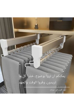 ماركة غير محددة رف بنطلون قابل للسحب للخارج مثبت في خزانة مدمجة في خزانة مدمجة في درج بنطلون قابل للسحب تخزين من الفولاذ المقاوم للصدأ، أجهزة تخزين قضبان سحب الملابس  - Image 3