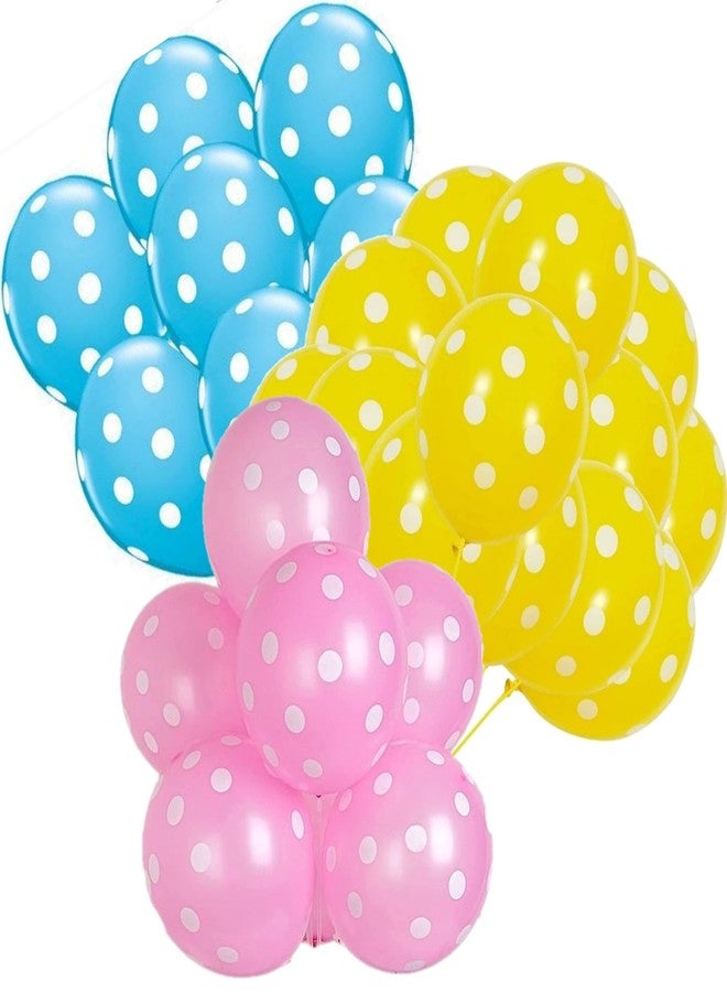 DUL DUL Combo of Polka Dot Balloon For Theme Party Decoration Light Blue 10 Yellow 10 Light Pink 10 pics (YELLOW+L.PINK+S,BLUE, 30) - Image 1