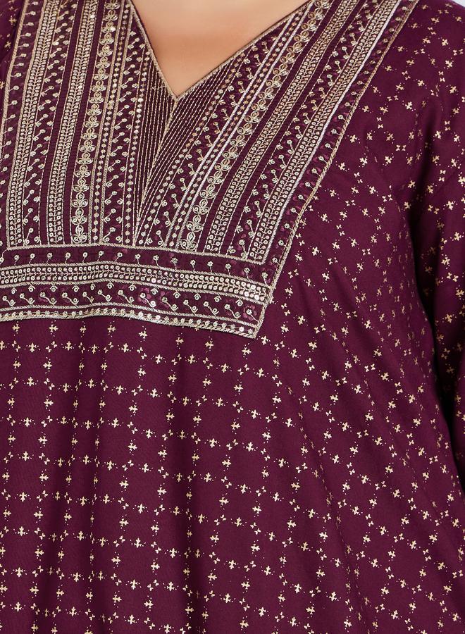 أميرة جلابية مارون مطرزة مقاس كبير - Image 4