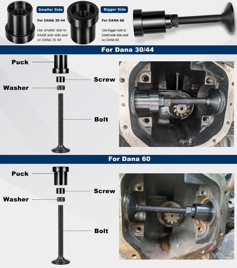 Camoo Inner Axle Side Seal Installation Tool For Dana 30/44/60 Front & Rear Differentials Compatible with Jeep, Ford, Dodge, Volve Chevrolet, GMC, International Scout, Jaguar, Isuzu, Mercury Mariner - Image 5
