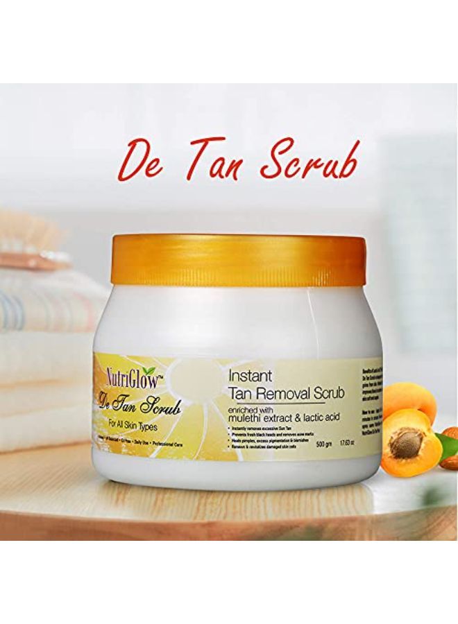 NUTRIGLOW De Tan Scrub For Deep Exfoliation Tan Removal Brightening Skin Acne Prone Blackheads Pore Cleanser Oily Skin| No Paraben & Sulpahate (500 Gm) - Image 2