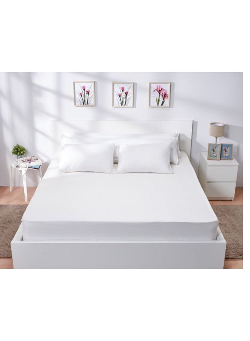 ملاية سرير قطن استك 160سم ابيض